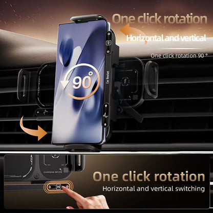 Wireless Charging Car Phone Mount – Auto Rotating 2-in-1 Fast Charger