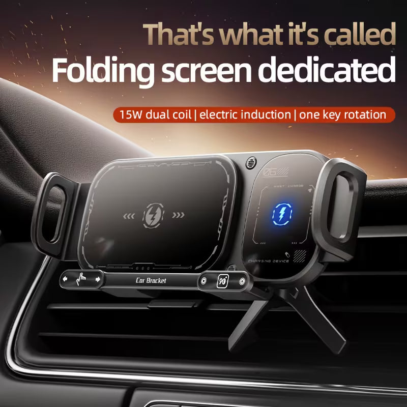 Wireless Charging Car Phone Mount – Auto Rotating 2-in-1 Fast Charger