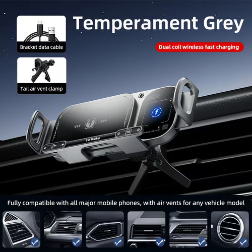 Wireless Charging Car Phone Mount – Auto Rotating 2-in-1 Fast Charger