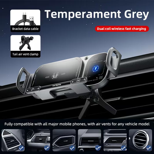 Wireless Charging Car Phone Mount – Auto Rotating 2-in-1 Fast Charger